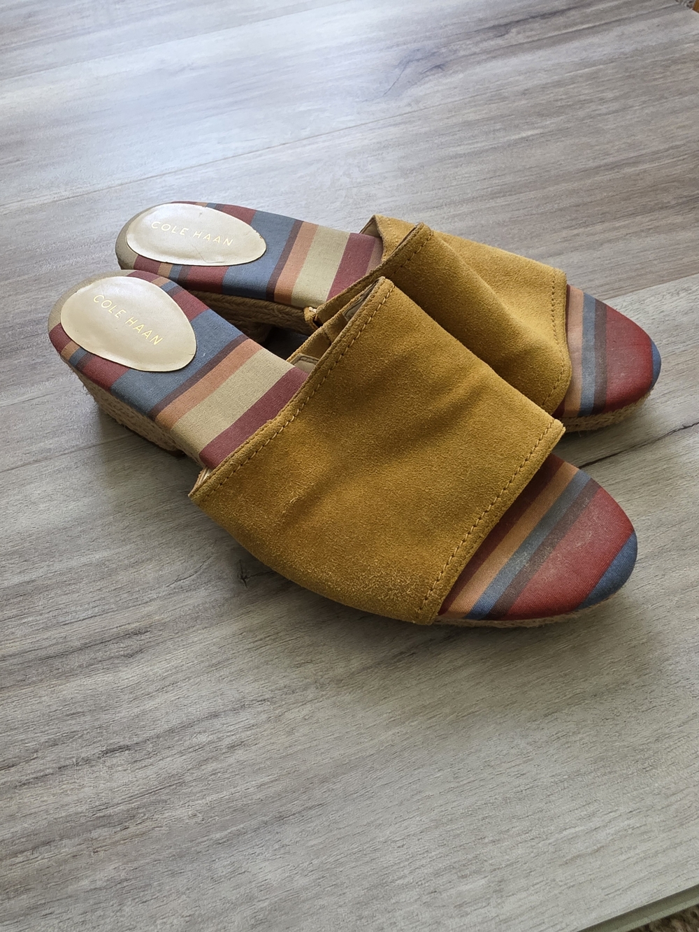 Cole Haan Women's Mustard Suede Slide Mules